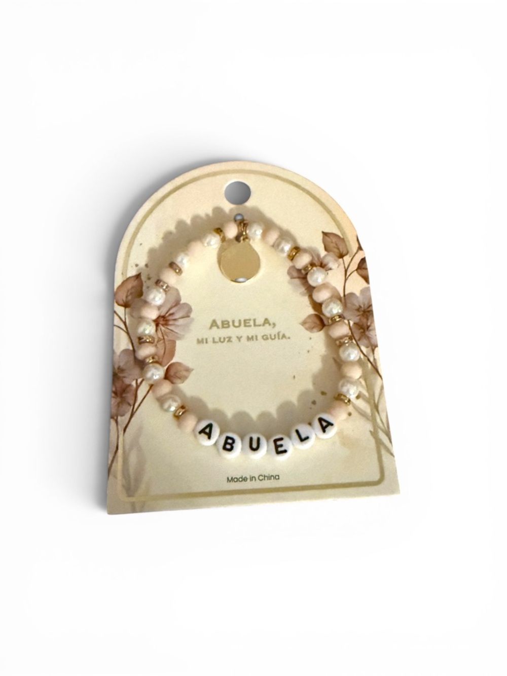 Abuela - Grandmother Beaded Bracelet with Faux Pearls in Cream